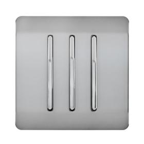 ART-SS6BS  3 Gang 2 Way 10 Amp Rocker Brushed Steel